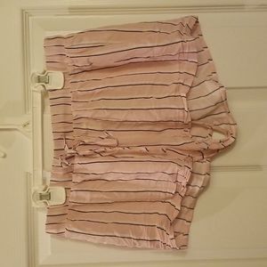 Pink, blue, and white stripped PJ shorts in euc